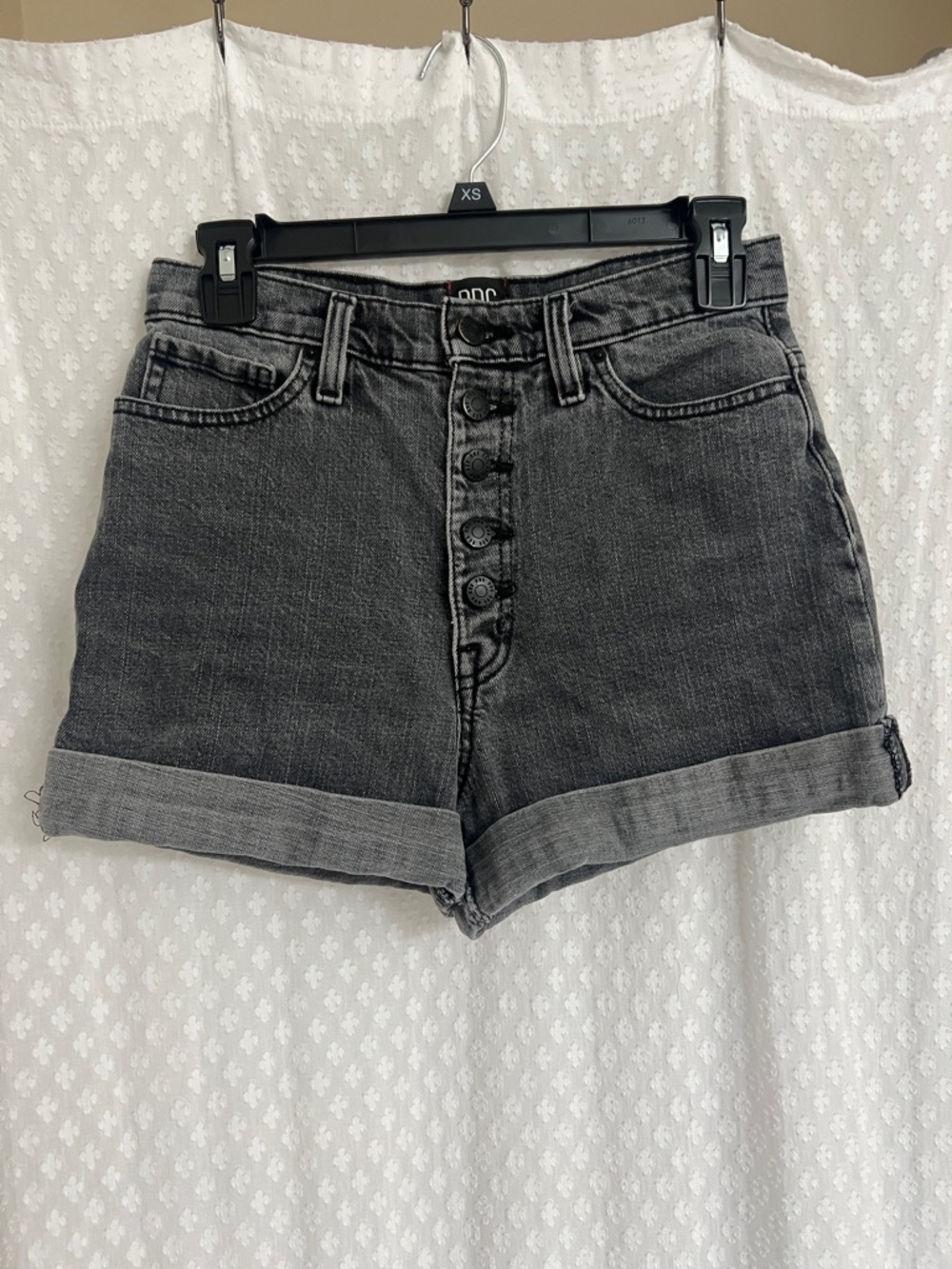 BDG Washed Black High-Rise Button-Fly Denim Shorts